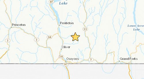 Late Tuesday night Okanagan earthquake only magnitude-2.9, but still felt